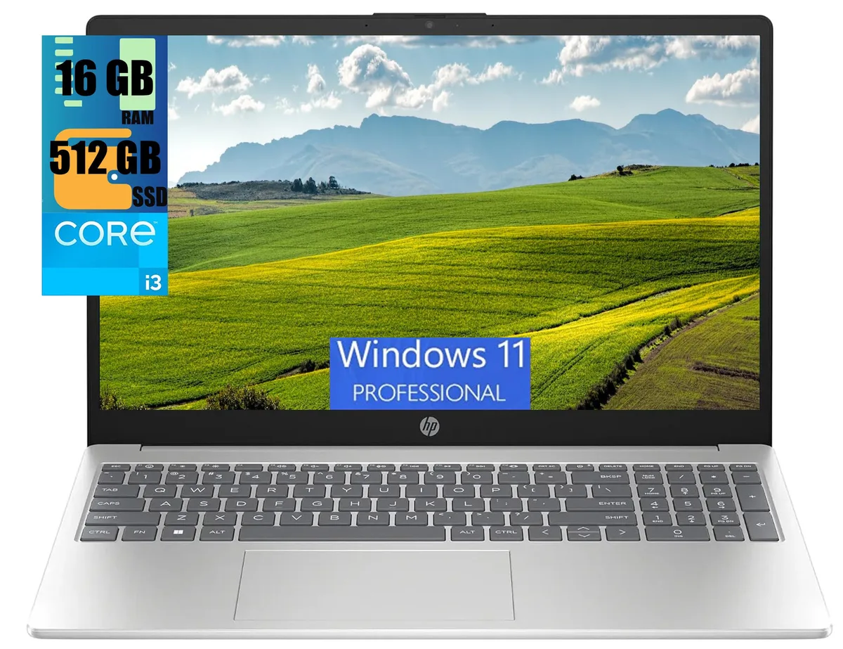 HP HP 17 laptop Intel Core i3-1215U 16GB 512GB SSD 17.3" FHD Windows 11 Pro Silver — product photo