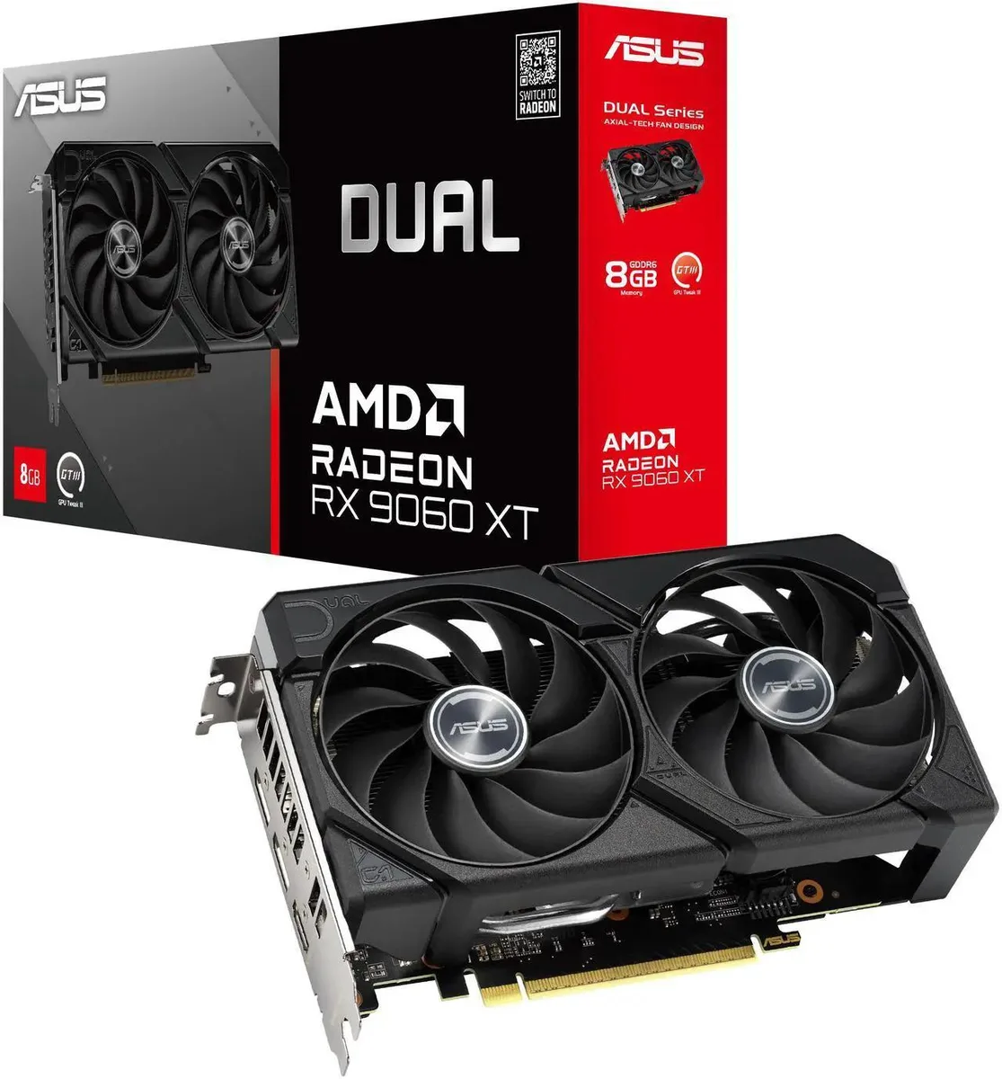 ASUS ASUS Dual Radeon RX 9060 XT 8GB graphics card — product photo