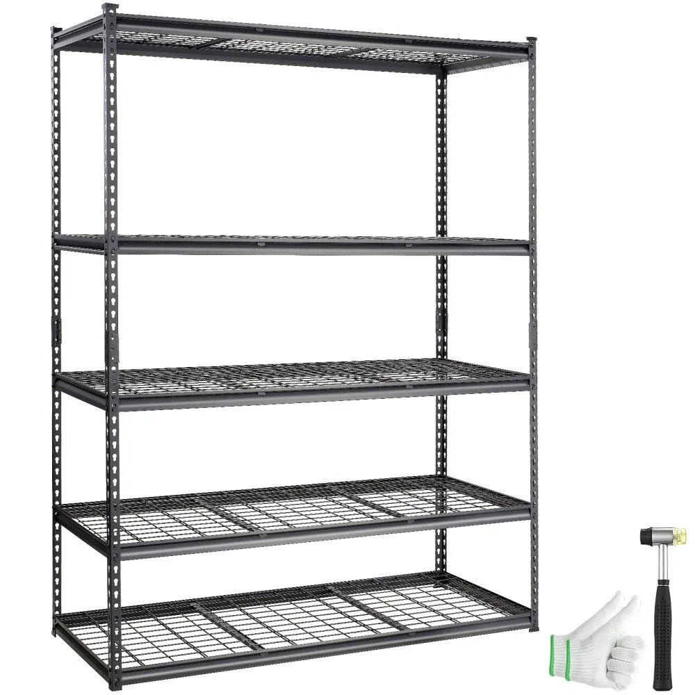 VEVOR VEVOR 5-Tier Adjustable Storage Shelving Unit, 60" L x 24" W x 78" H, Black — product photo