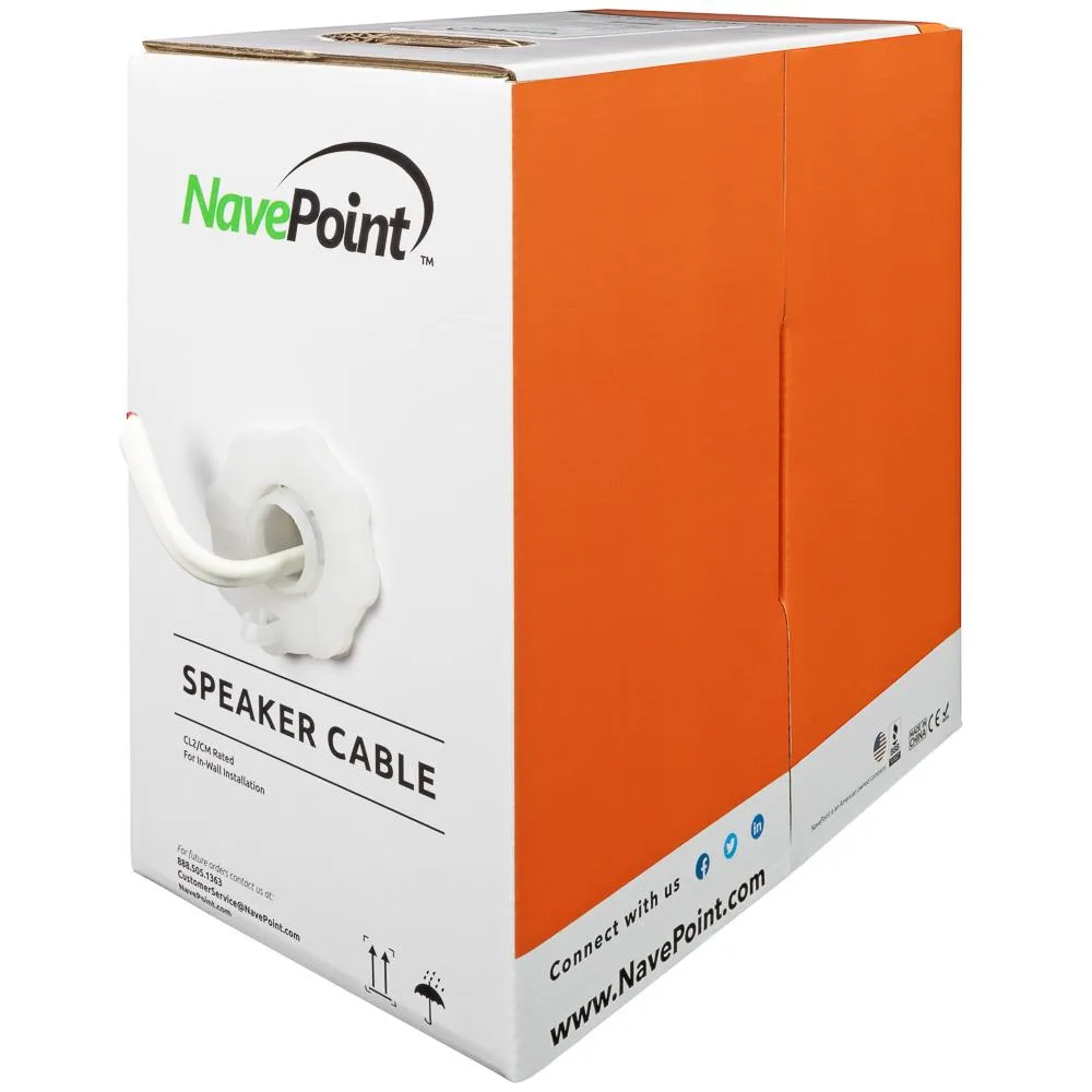 NavePoint NavePoint 250ft In-Wall Speaker Wire CL2 18/2 AWG White — product photo