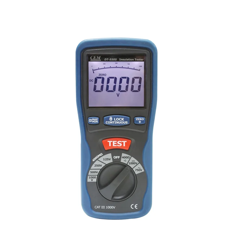 CEM CEM DT-5505 insulation tester 125V 250V 500V 1000V 4000MΩ dual display backlight — product photo