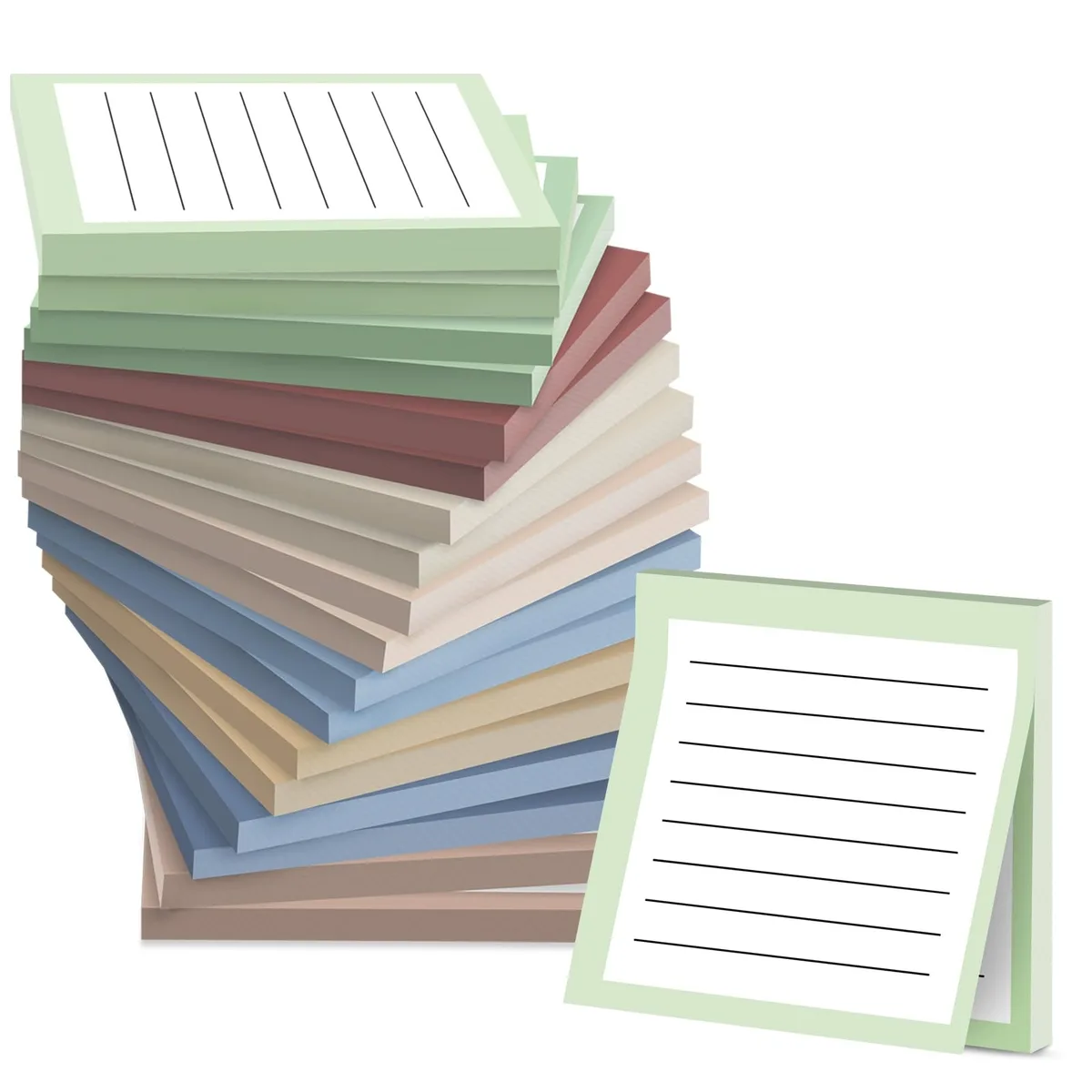  Ninsula 23BKBLT0001 Sticky Notes 18 Pack 3x3 in Lined 9 Colours 50 Sheets — product photo