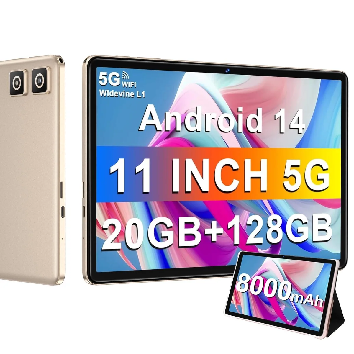 Gold 11 inch tablet with headphone jack