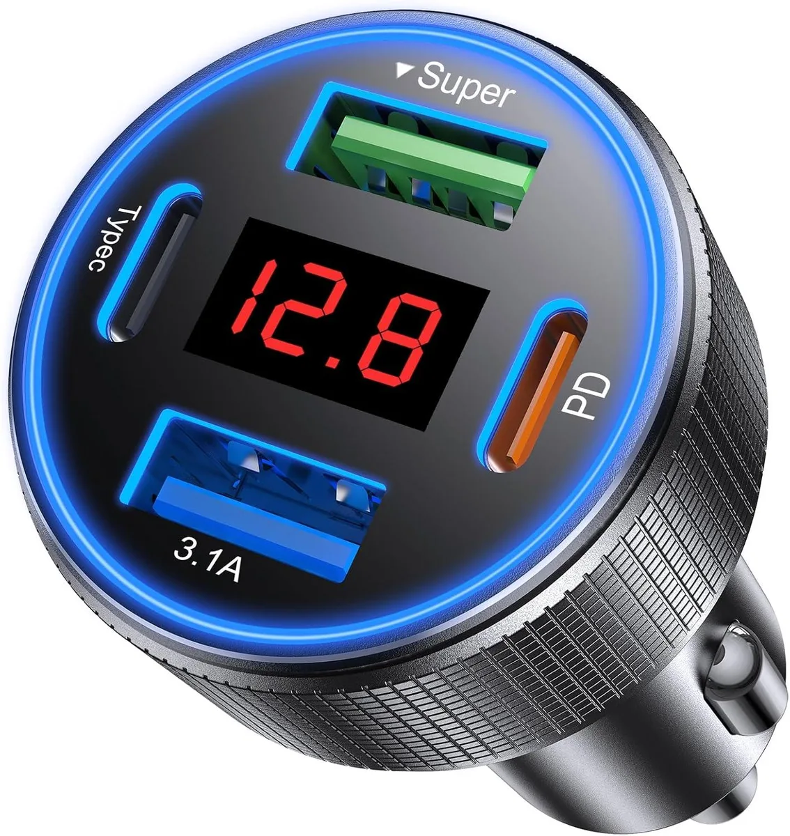 Leelbox Leelbox 78W 4-Port Car Charger with Voltmeter — product photo