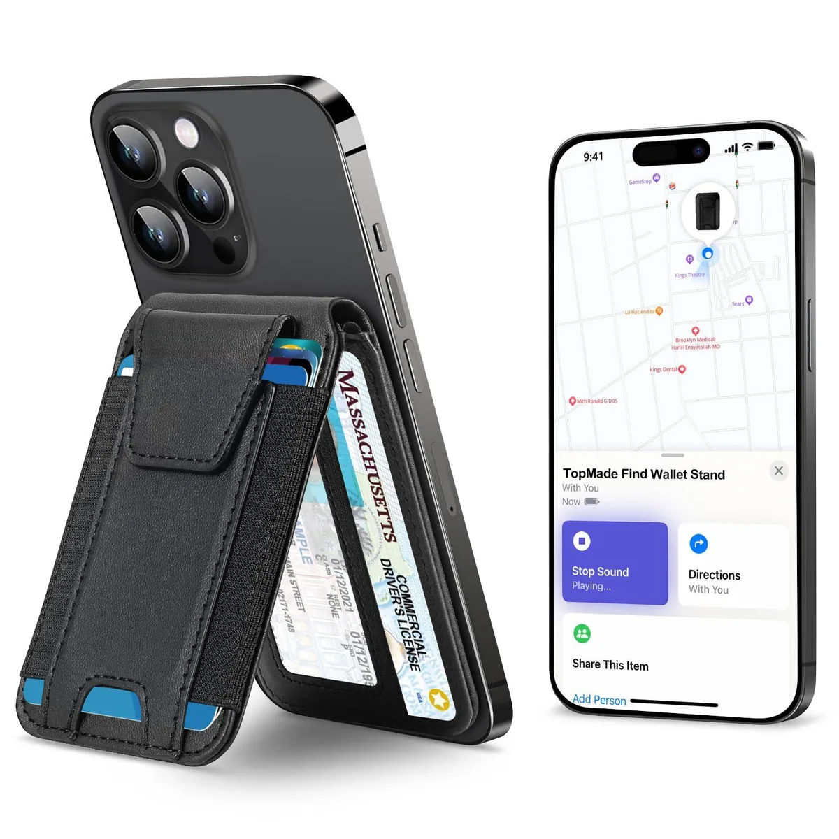  Viator Gear Magnetic Wallet Black iPhone 12-17 Find My 20 magnets 4000g 9 cards 15-170° RFID — product photo