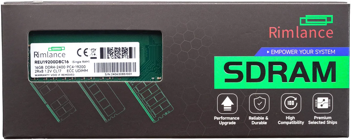 RIMLANCE RIMLANCE REU19200D8C16 16GB DDR4 2400MHz ECC UDIMM 2Rx8 — product photo