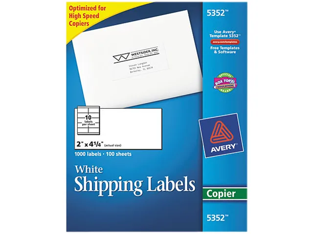 Avery Avery 5352 label 2 x 4-1/4 white 1000/box — product photo