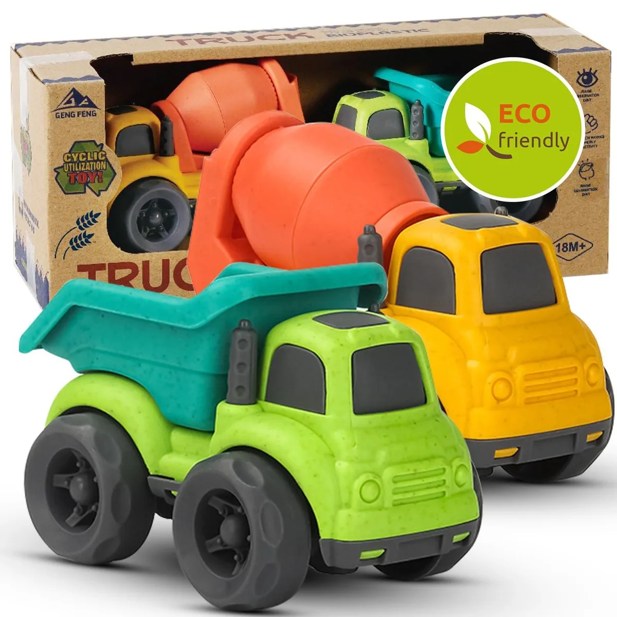  Toddler Car Toys 2-4 Years Dump Truck Mixer Cement Set 18 months+ — product photo