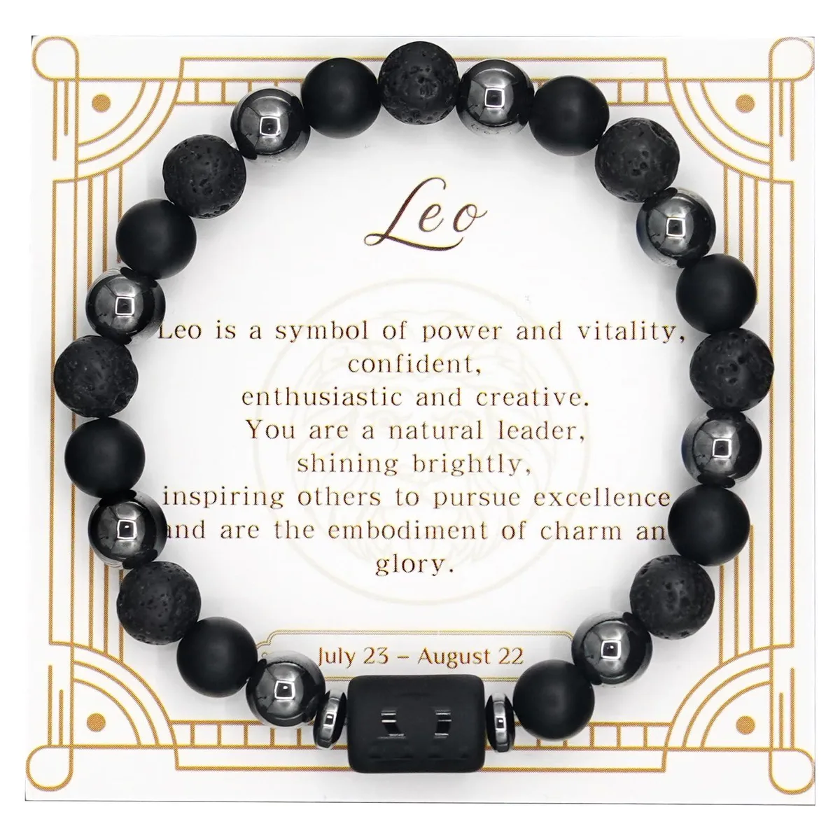 CNYTPE Zodiac Sign Lava Hematite Bracelet Leo — product photo