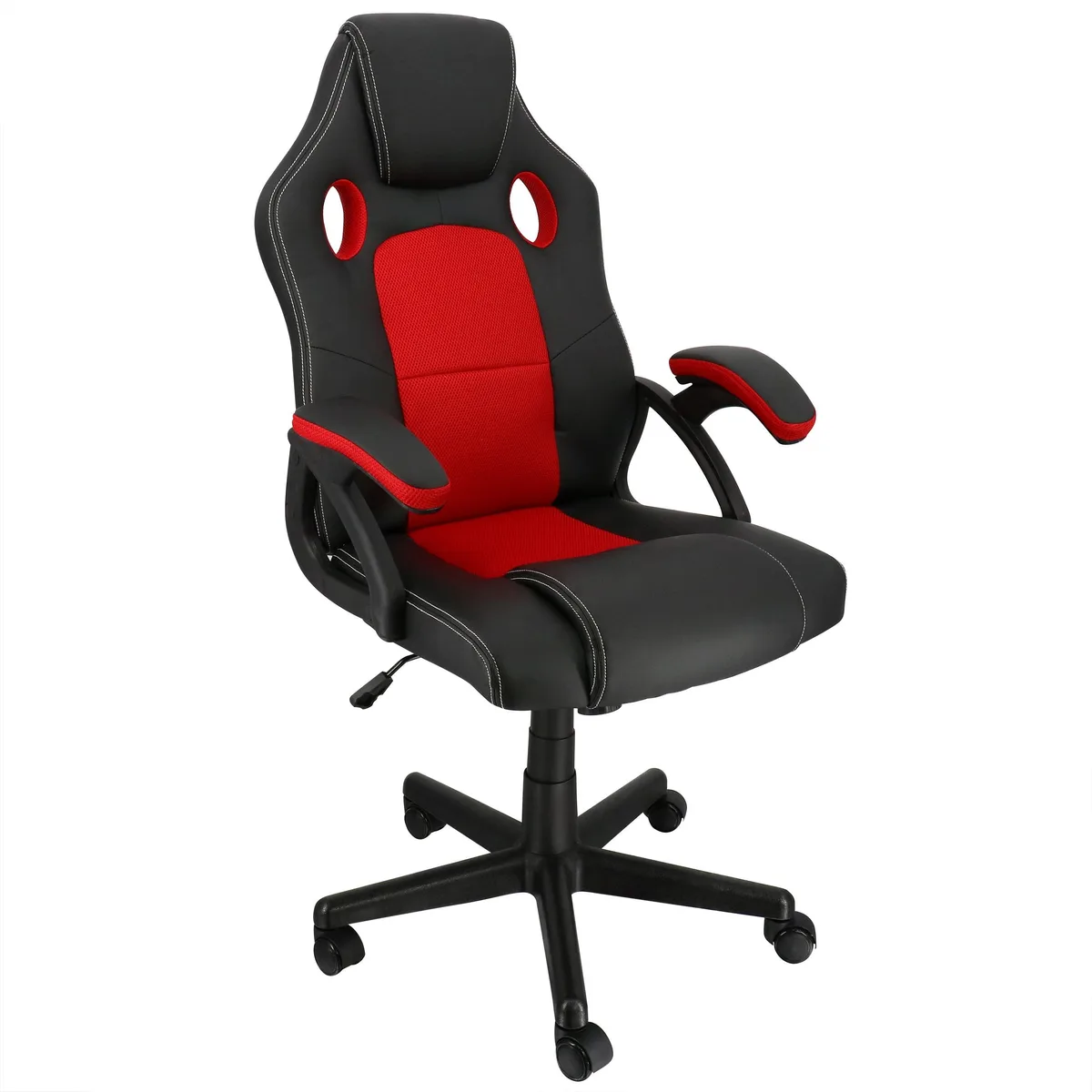 Elama Elama High Back Adjustable Faux Leather Office Chair Black Red — product photo