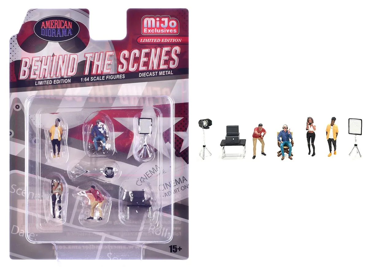 American Diorama American Diorama "Behind The Scenes" 1/64 Diecast Figures 7 Piece Set — product photo