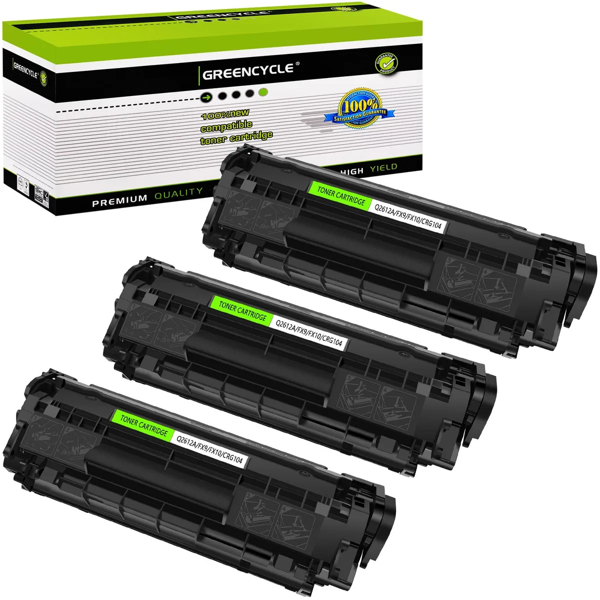 GREENCYCLE GREENCYCLE Q2612A Compatible Toner Cartridge 3-Pack Black — product photo