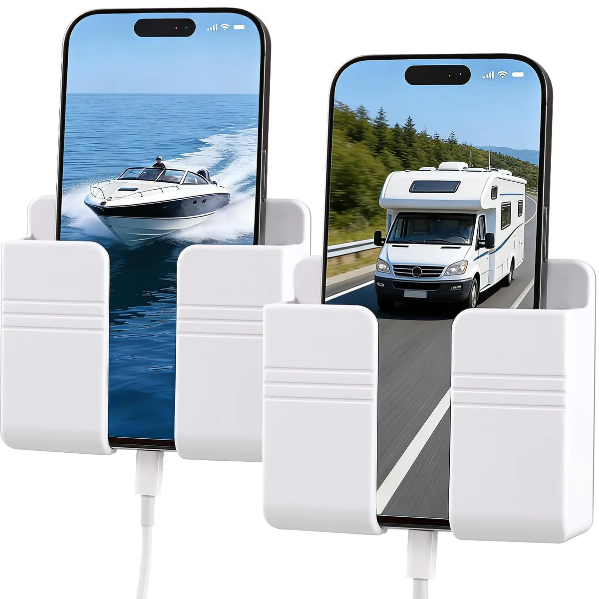 STYLISHT Wall Phone Holder 2-Pack White — product photo