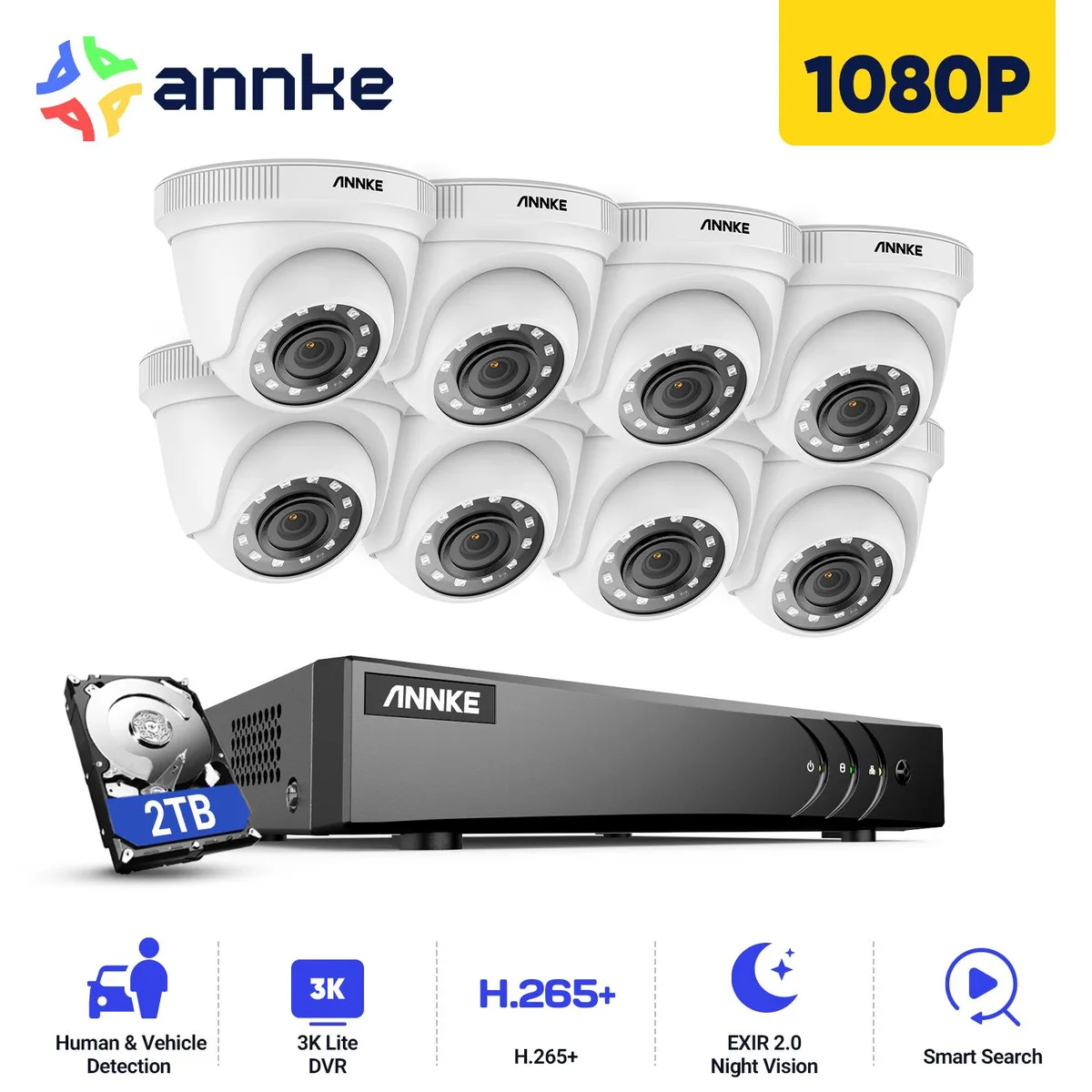 Annke Annke 8CH 3K Lite 5in1 DVR Kit 8x1080P Turret 2TB HDD — product photo