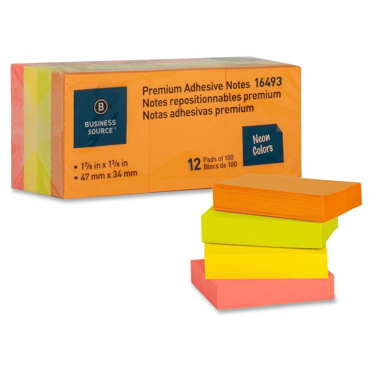 Business Source Business Source 16493 Sticky Notes 12 Pads 100 Sheets — photo du produit