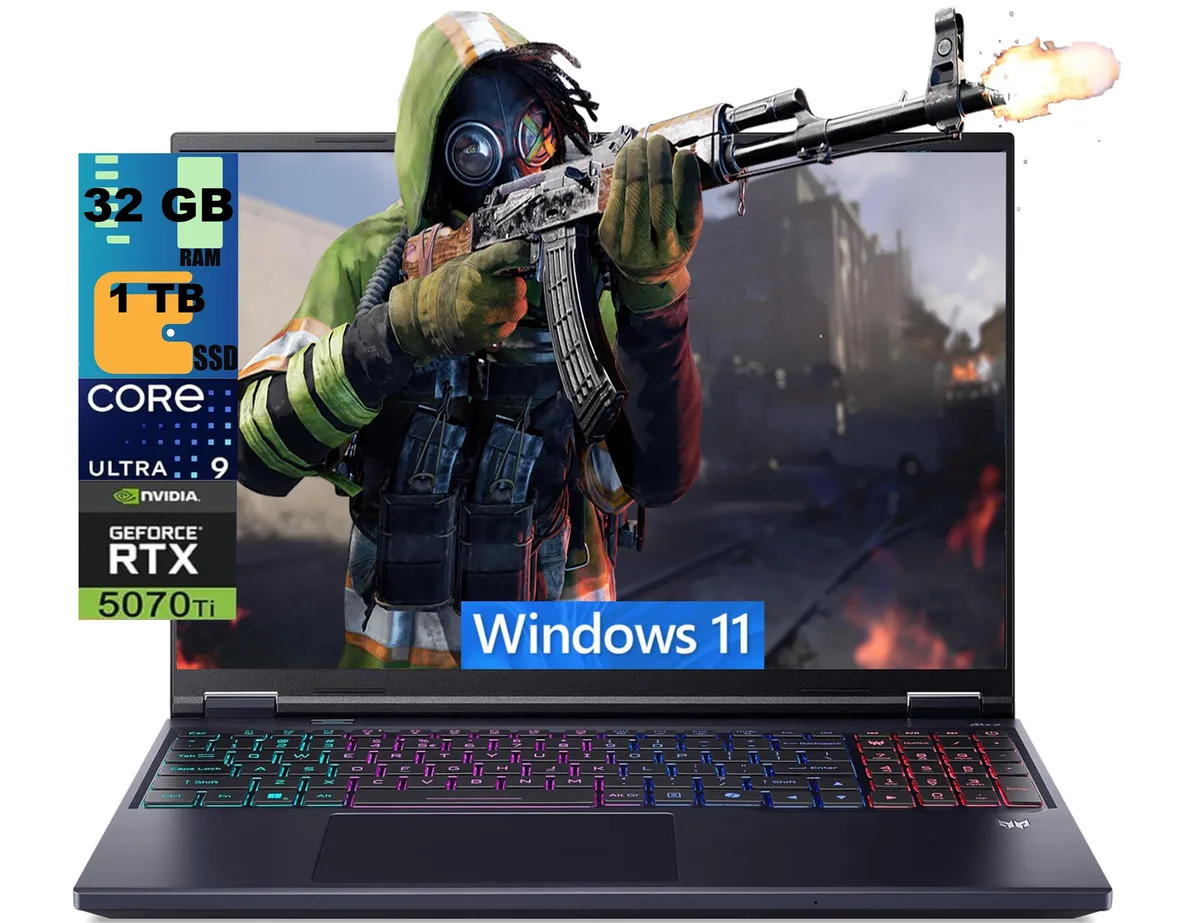 Acer America Acer Predator Helios Neo 16 AI gaming laptop 16" WQXGA 240Hz Intel Ultra 9 275HX RTX 5070 Ti — product photo