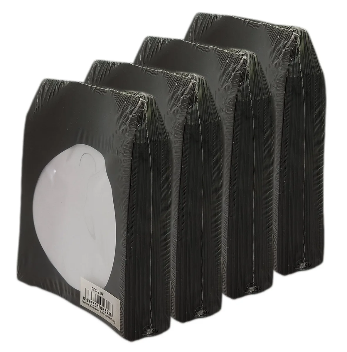 BestDuplicator BestDuplicator Black CD/DVD Paper Sleeves with Flap and Clear Window (400) — product photo
