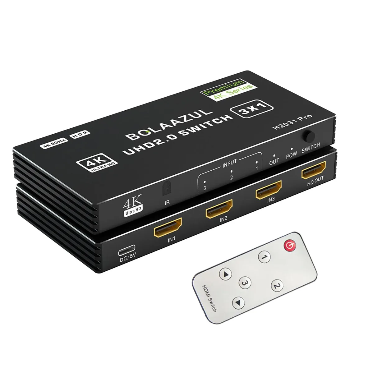 BUCIER BUCIER 3×1 HDMI Switch 4K@60Hz 18Gbps Black — product photo