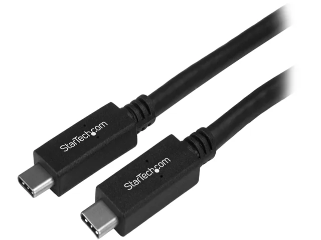 Black USB-C to USB-C cable, 50 cm, male connectors, PVC jacket