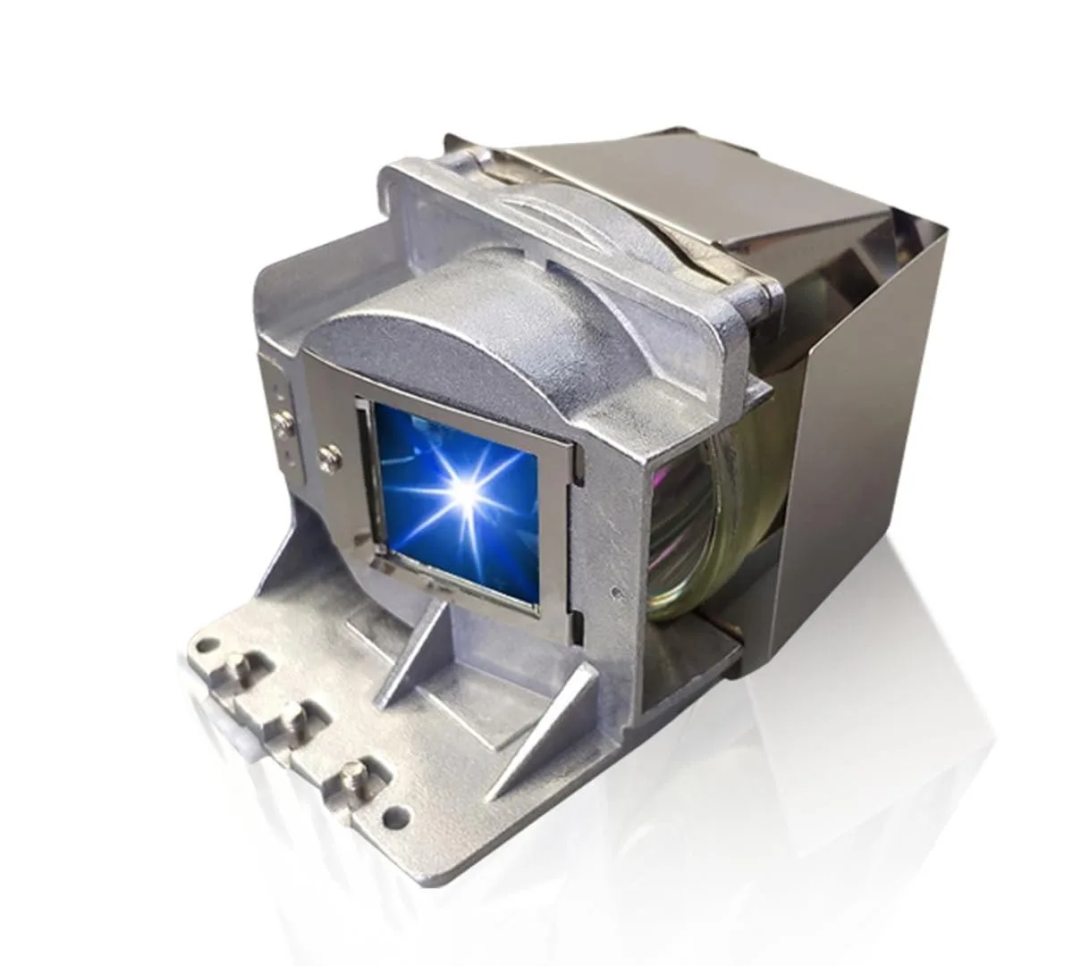 Projector lamp module with black plastic housing
