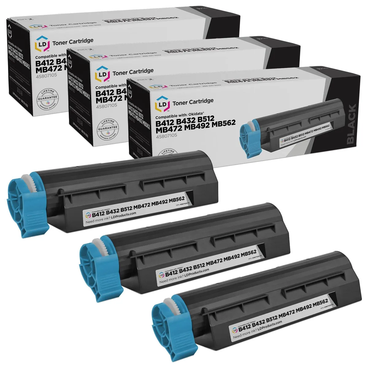 LD Products LD Products Compatible Toner Cartridge 45807105 Black 3-Pack 7000 Pages — product photo