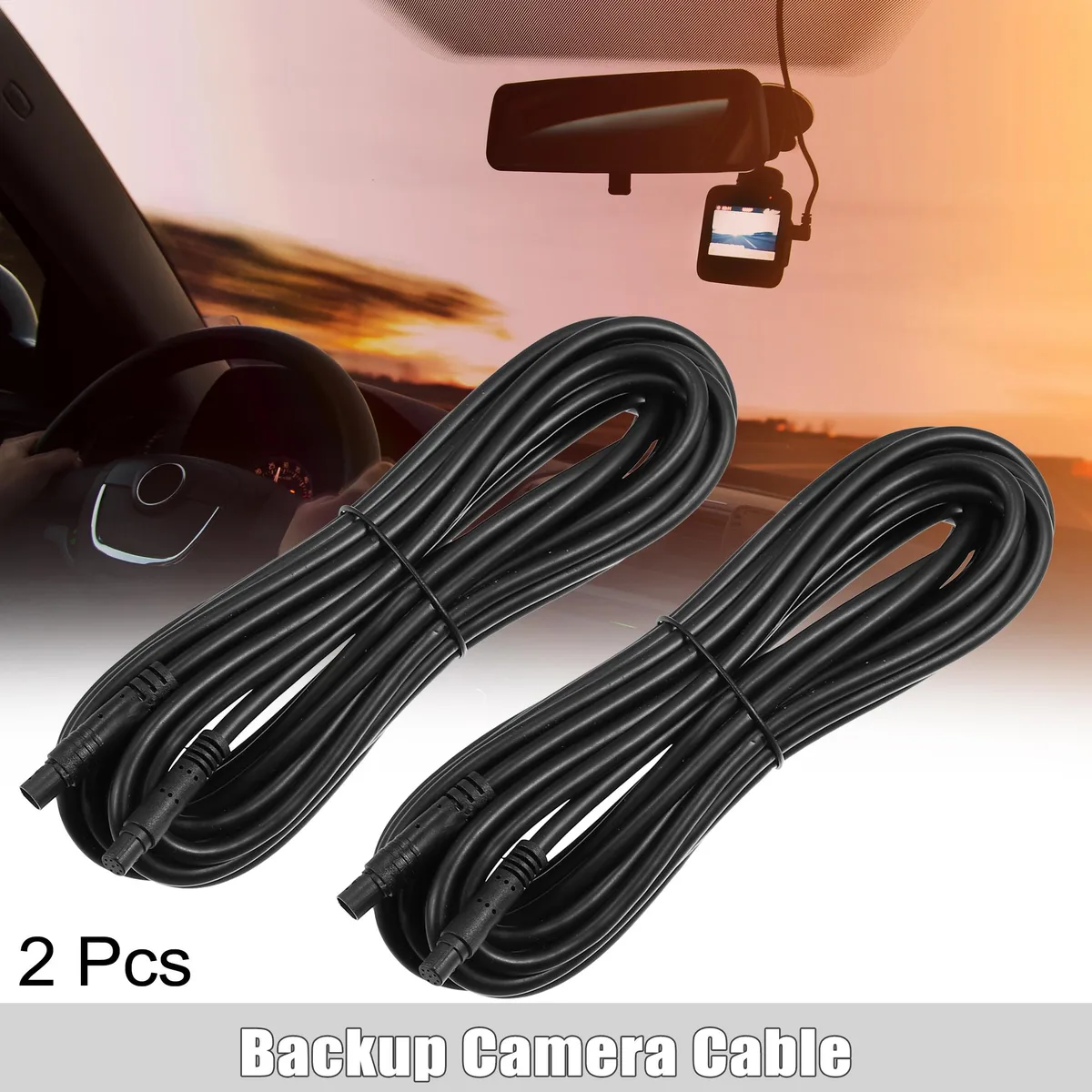 Unique-Bargains Unique-Bargains 2 Pcs 8 Pin 600cm Backup Camera Extension Cable car electronics accessory — product photo