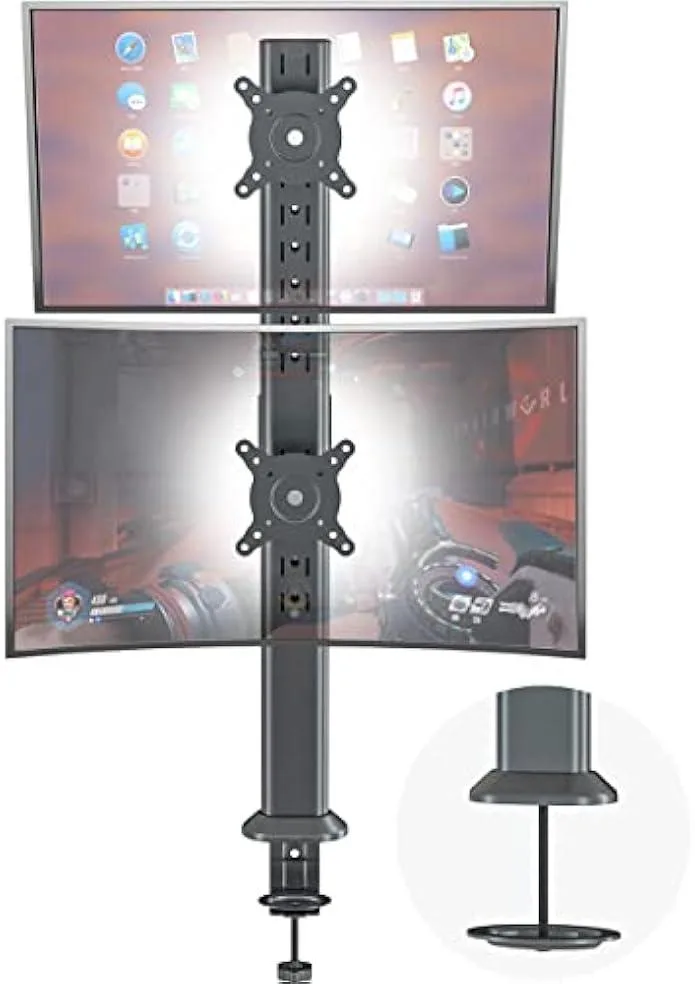 TAURKENAM TAURKENAM Dual Monitor Articulating Desk Mount Arm Stand Vertical Stack 13 to 34 Inch office equipment — product photo