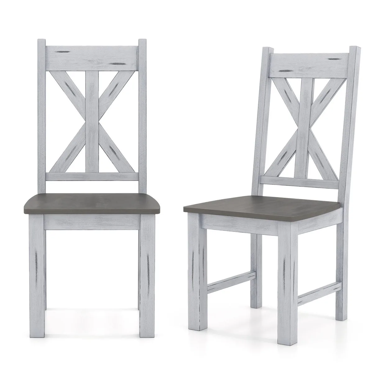 SlickBlue SlickBlue Farmhouse Chair Set of 2 Grey Rubber Wood — product photo