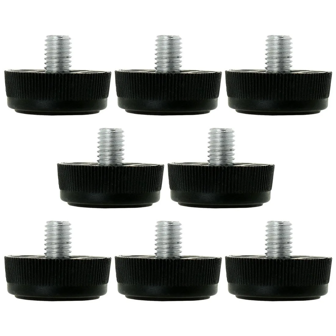 Eight M8 leveling feet with 10mm thread and 30mm plastic base