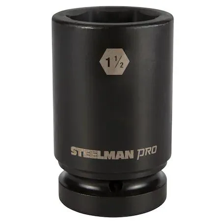 Steelman 1 inch drive deep impact socket black phosphate finish
