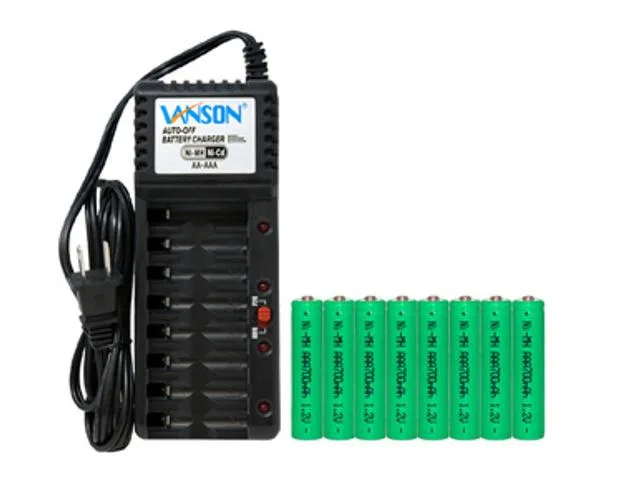DUSLAN DUSLAN V868 8-bay AA/AAA charger with 8 AAA 700 mAh NiMH batteries — product photo