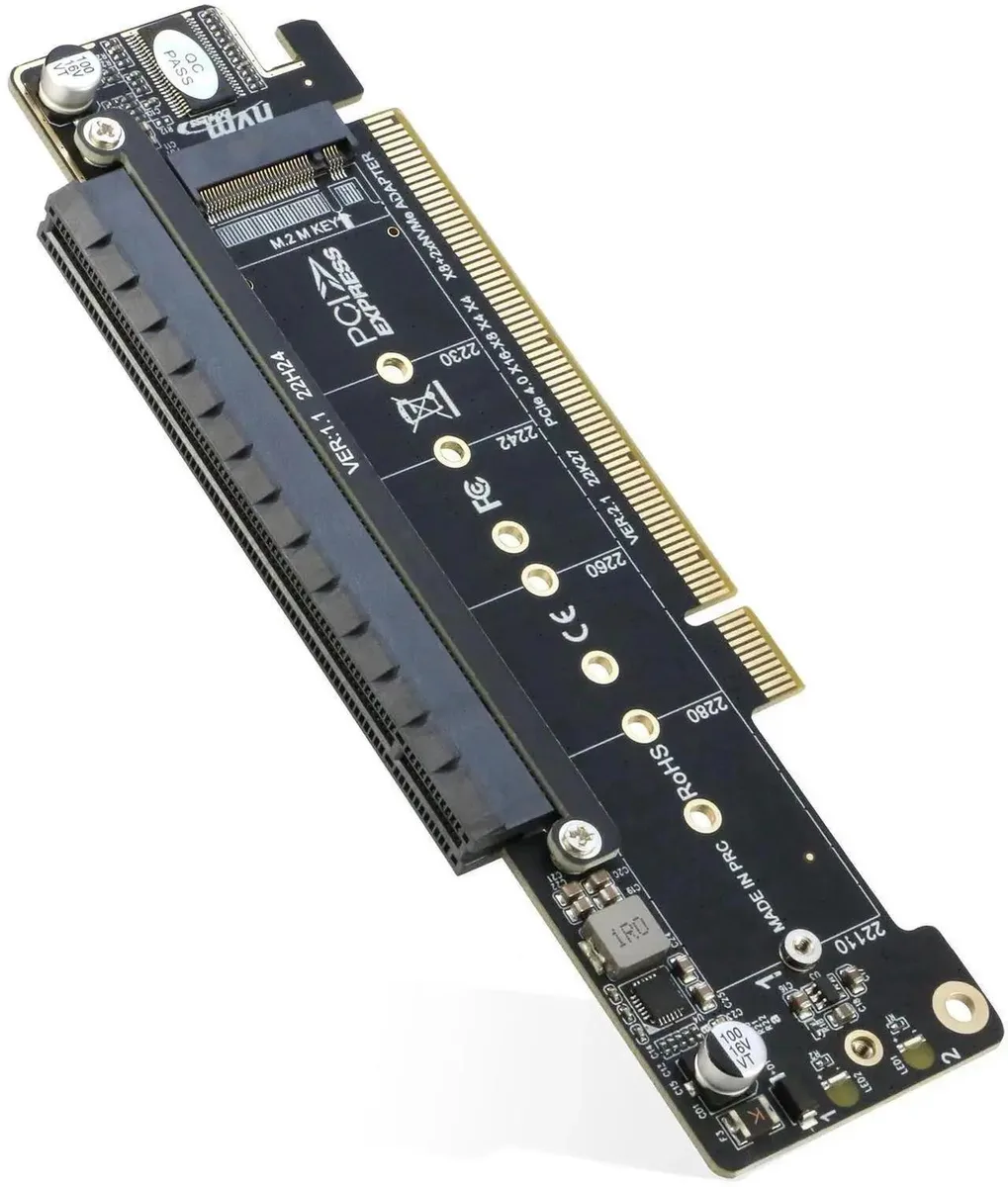 SMUGDESK SMUGDESK PCIe 4.0 X16 to Dual M.2 NVMe + PCIe X16 (x8) Adapter — product photo