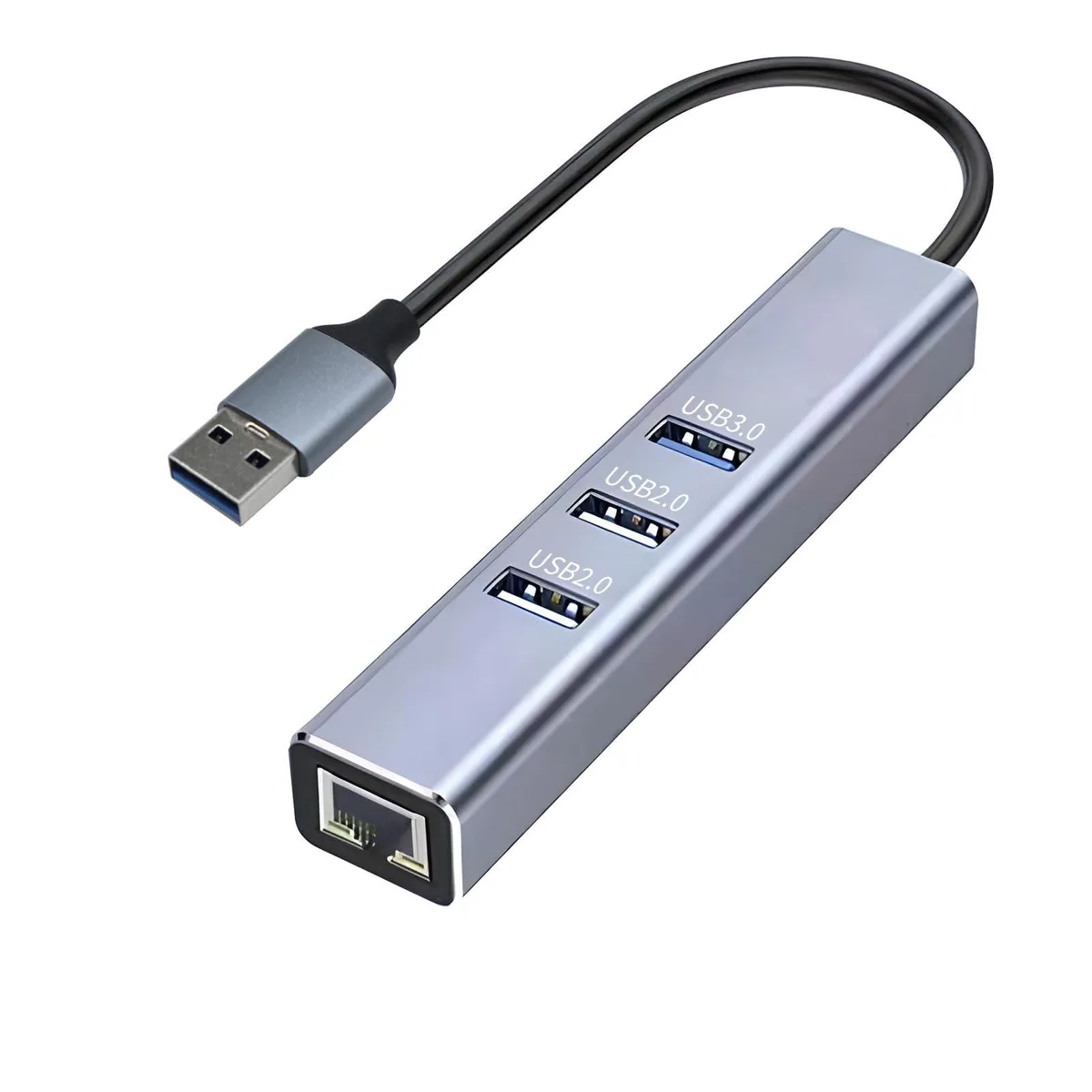 KEHIPI KEHIPI USB to Ethernet Adapter 3-Port Hub Silver 5000 megabits_per_second — product photo