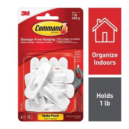 Command Command 17002 Hook Set, White, Plastic, PK6 — product photo