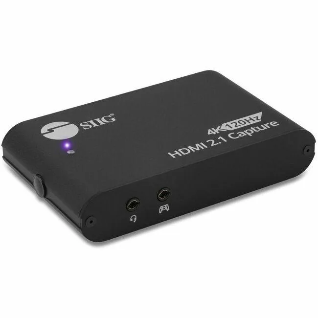 SIIG, Inc SIIG, Inc CE-H28311-S1 video capturing device 4K60Hz capture 4K120Hz/144Hz loopout USB-C 10Gbps TAA compliant — product photo