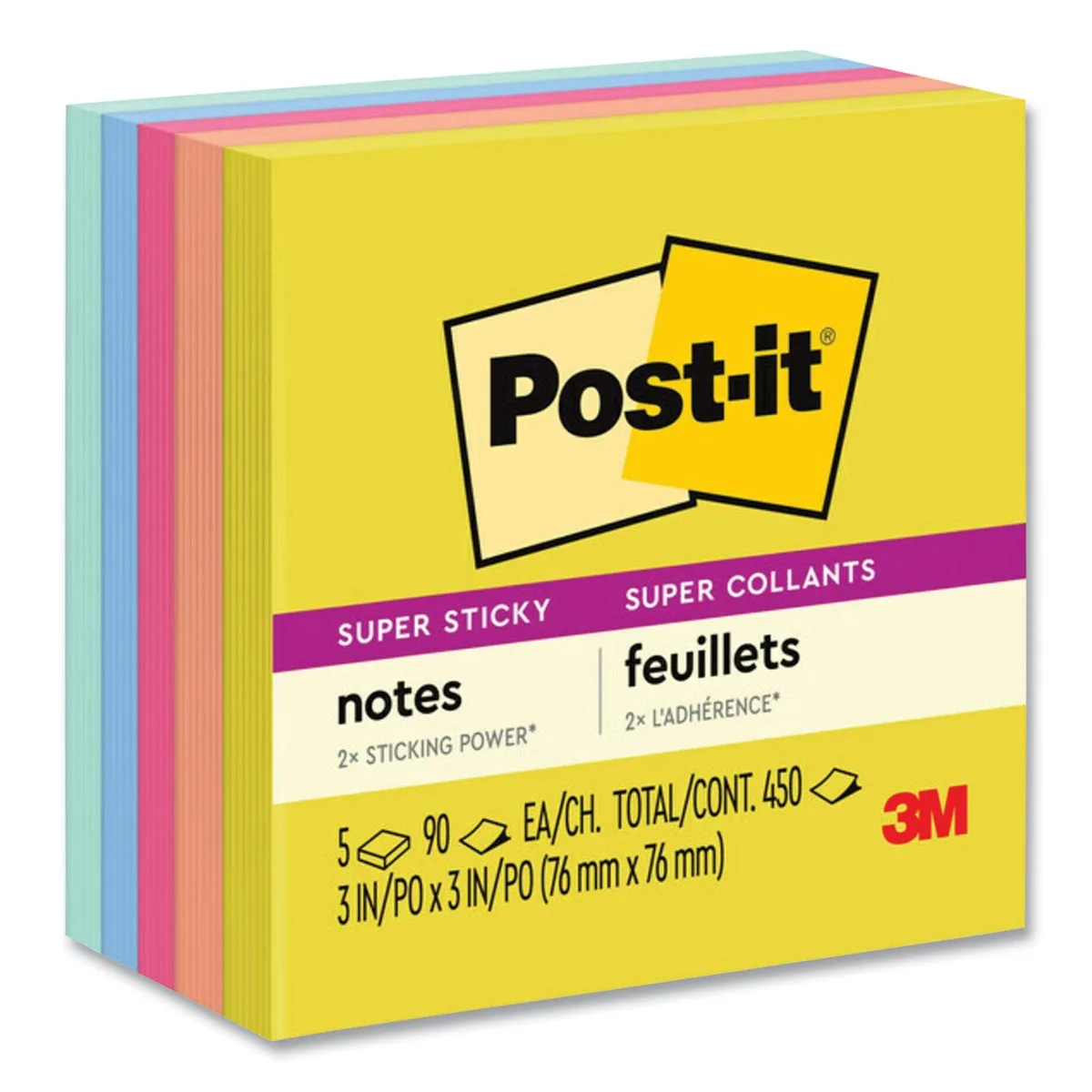 3M 3M 7100269497 Post-it Super Sticky Notes 3x3 90 Sheet 12 Pad Pack — product photo