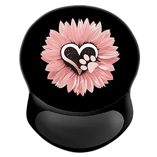  HEVITDA HVTM Mouse Pad Dog Paw Print Pink Flowers 8.8 x 7.2 in — product photo