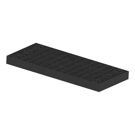 Black HDPE stackable work platform 36 by 16 inches with four rubber feet
