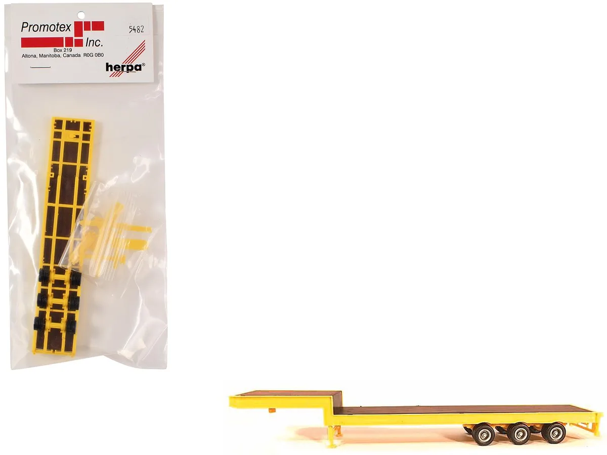 Promotex Promotex 3-Axle Step Deck Equipment Trailer Yellow 1/87 HO Plastic Model — product photo