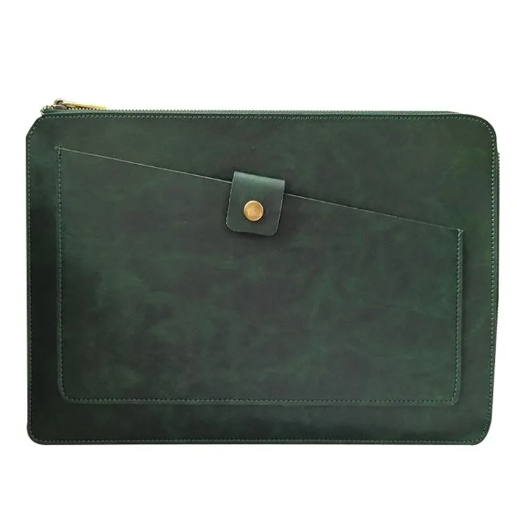 allentian allentian leather laptop bag 13.3 inch green — product photo