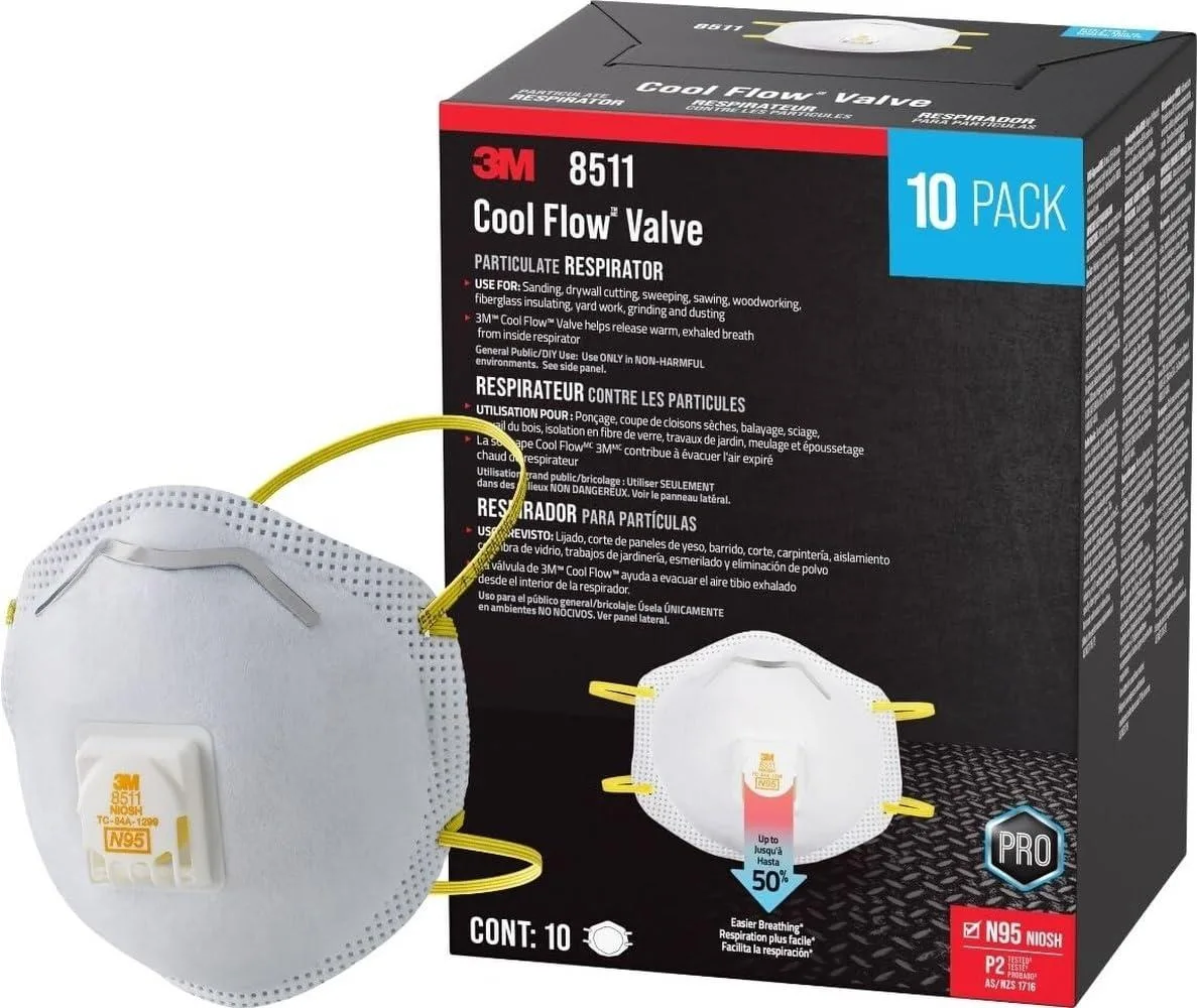  3M 8511D10-DC N95 Cool Flow Valved Respirator 10-Pack — product photo