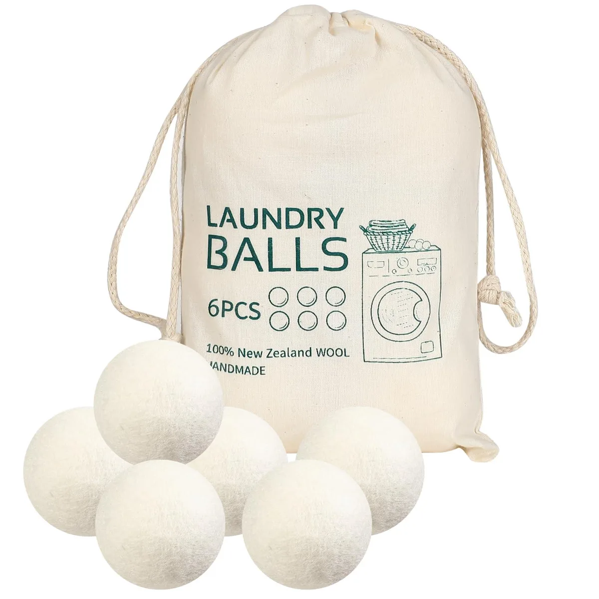 ILSSLI SZHGQ6GUS wool dryer balls fabric craft set of 6 — product photo