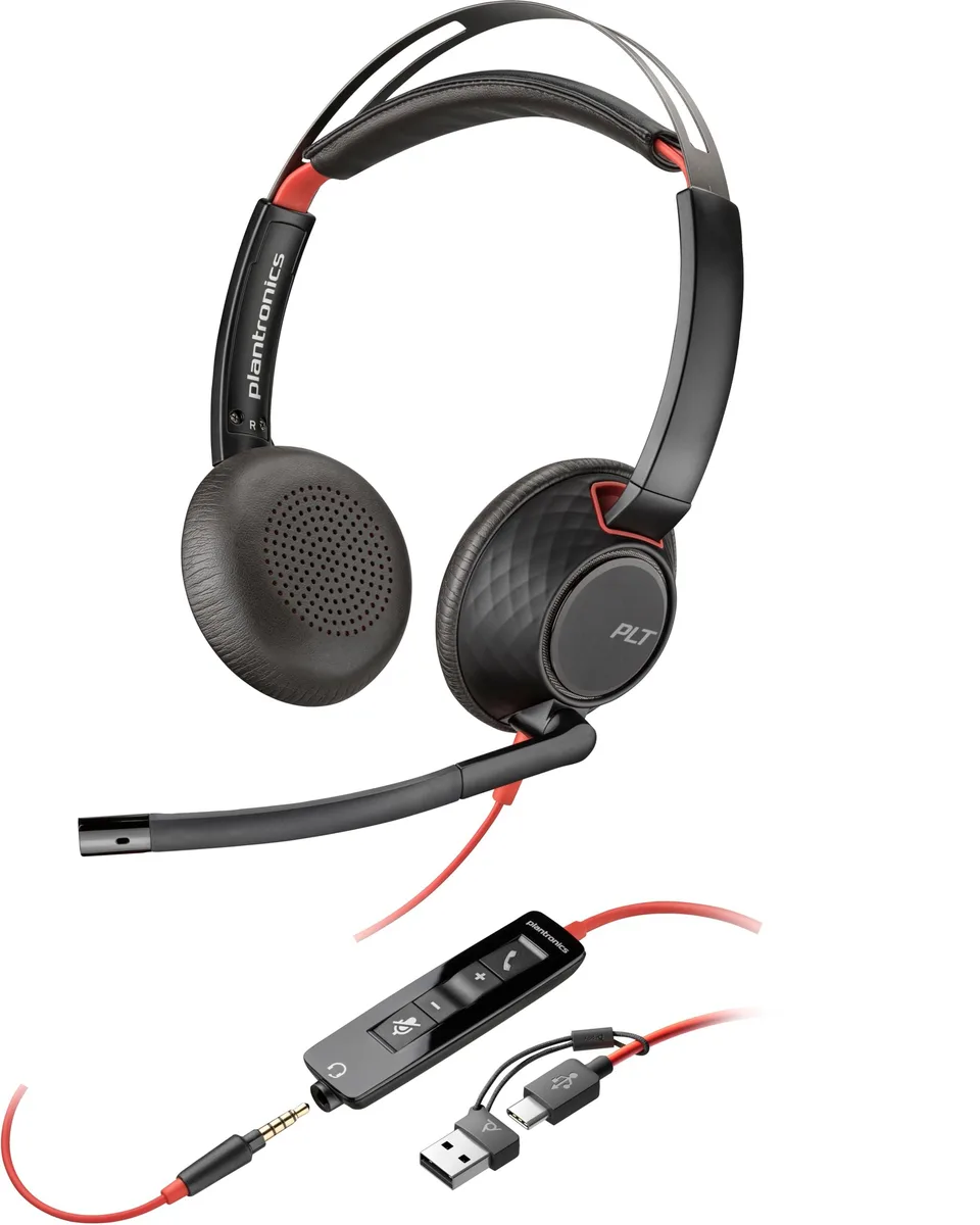  Poly Blackwire 5220 Stereo USB-C Headset 3.5mm USB-C/A Adapter — product photo