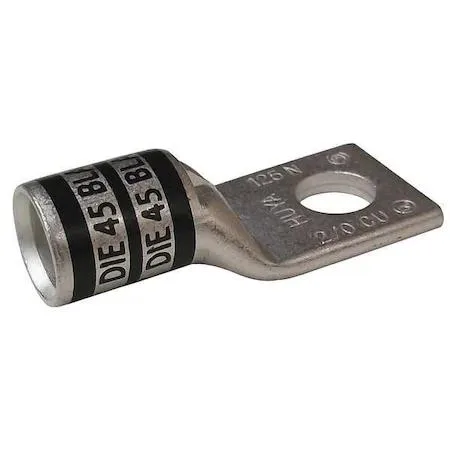 Copper compression lug, one hole, short barrel, black finish