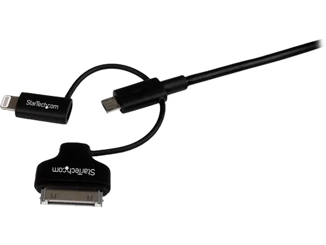 STARTECH STARTECH LTADUB1MB Lightning Cable 3.3 ft 30-pin Micro USB Black — product photo