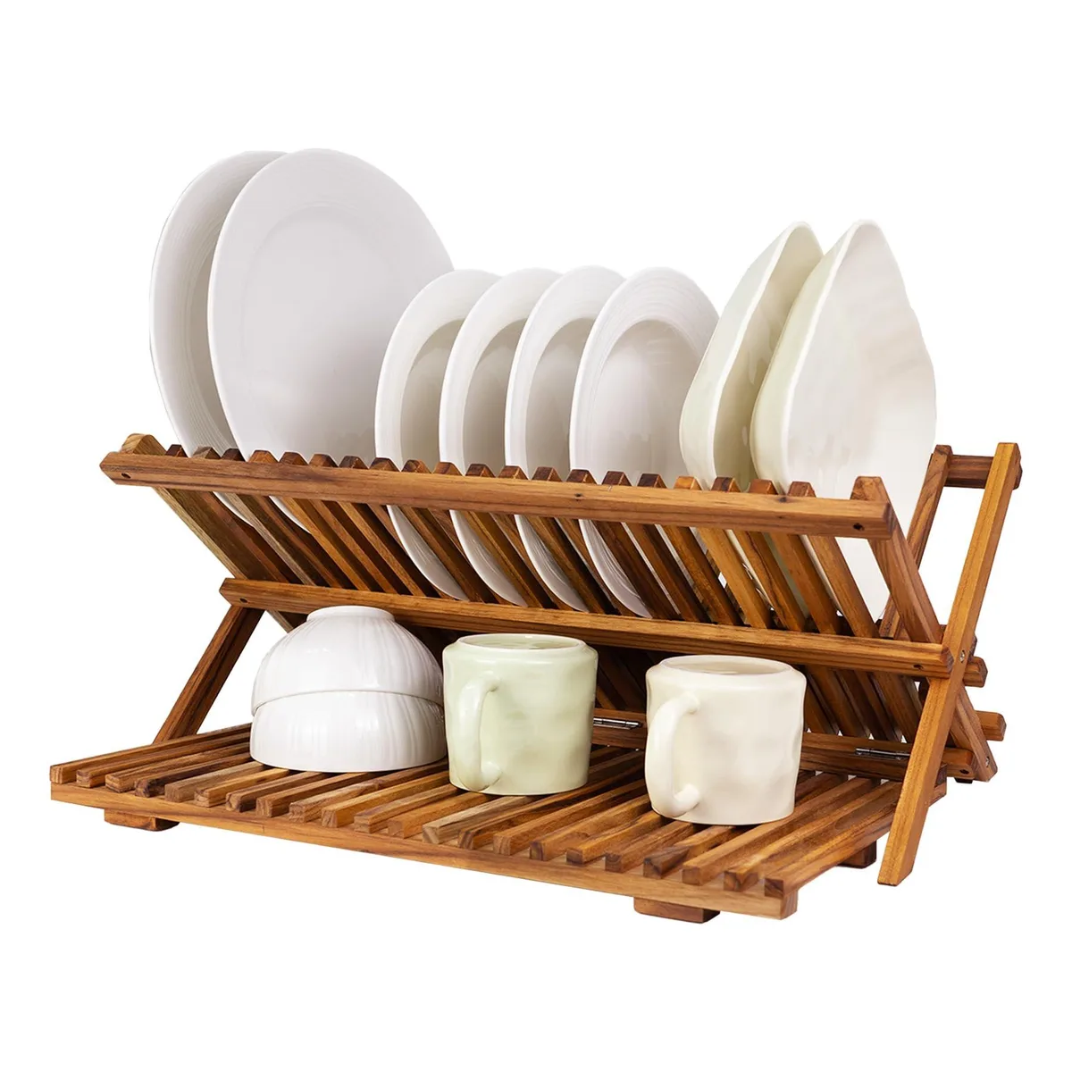 Red plastic two-tier round organizer, 34 inches wide