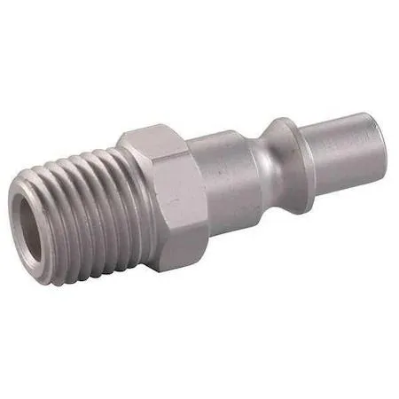 Small aluminum coupler plug with 1/4 NPT male threads and anodized finish