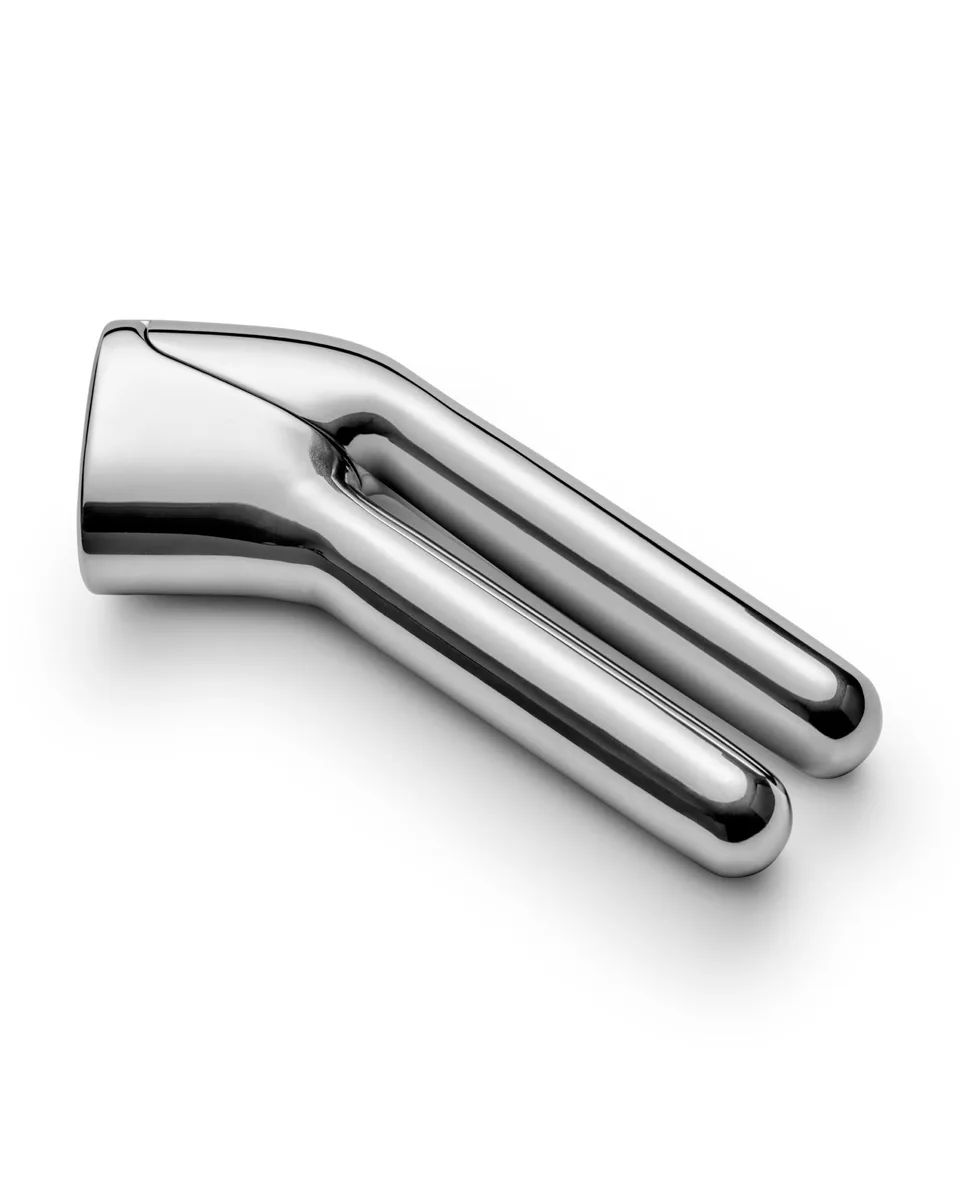 Stainless steel garlic press with detachable handles, silver finish