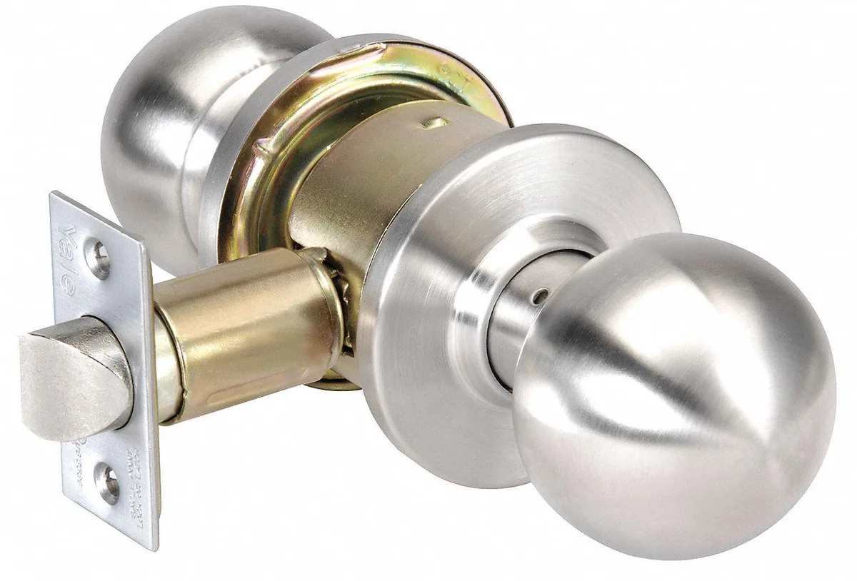 Satin stainless cylindrical lockset with ball-style knob