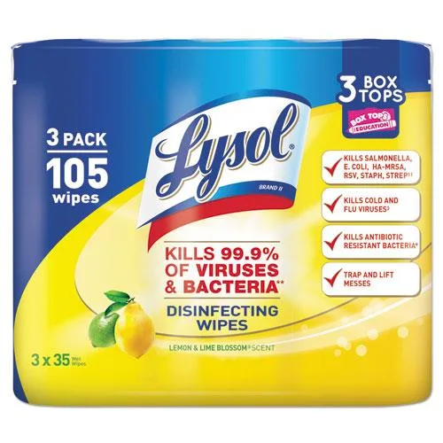 Reckitt Benckiser Reckitt Benckiser 19200-82159 disinfecting wipes 35 count lemon lime blossom indoor maintenance — product photo